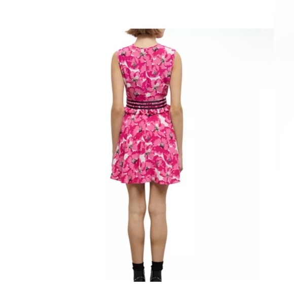 The Kooples Summer Party Silk Fit and Flare Dress Side Zipper Lined NWT size 4 - Picture 3 of 15